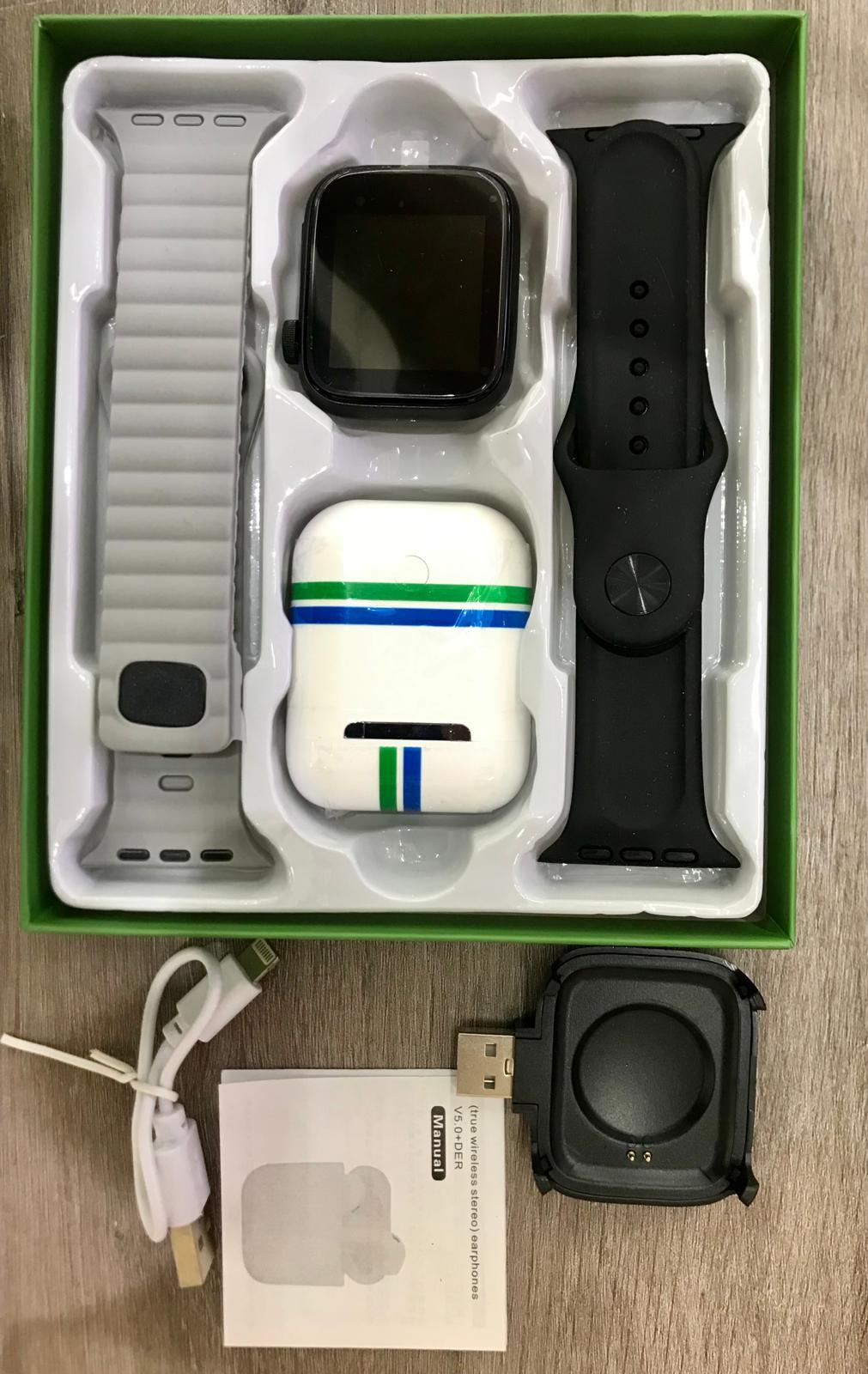Smartwatch Negro + Auriculares Inalámbricos (Pack Reloj Inteligente)