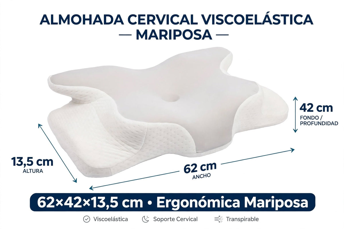 Almohada cervical viscoelástica de contorno mariposa